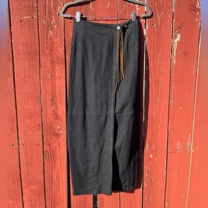 Western Suede Wrap Skirt